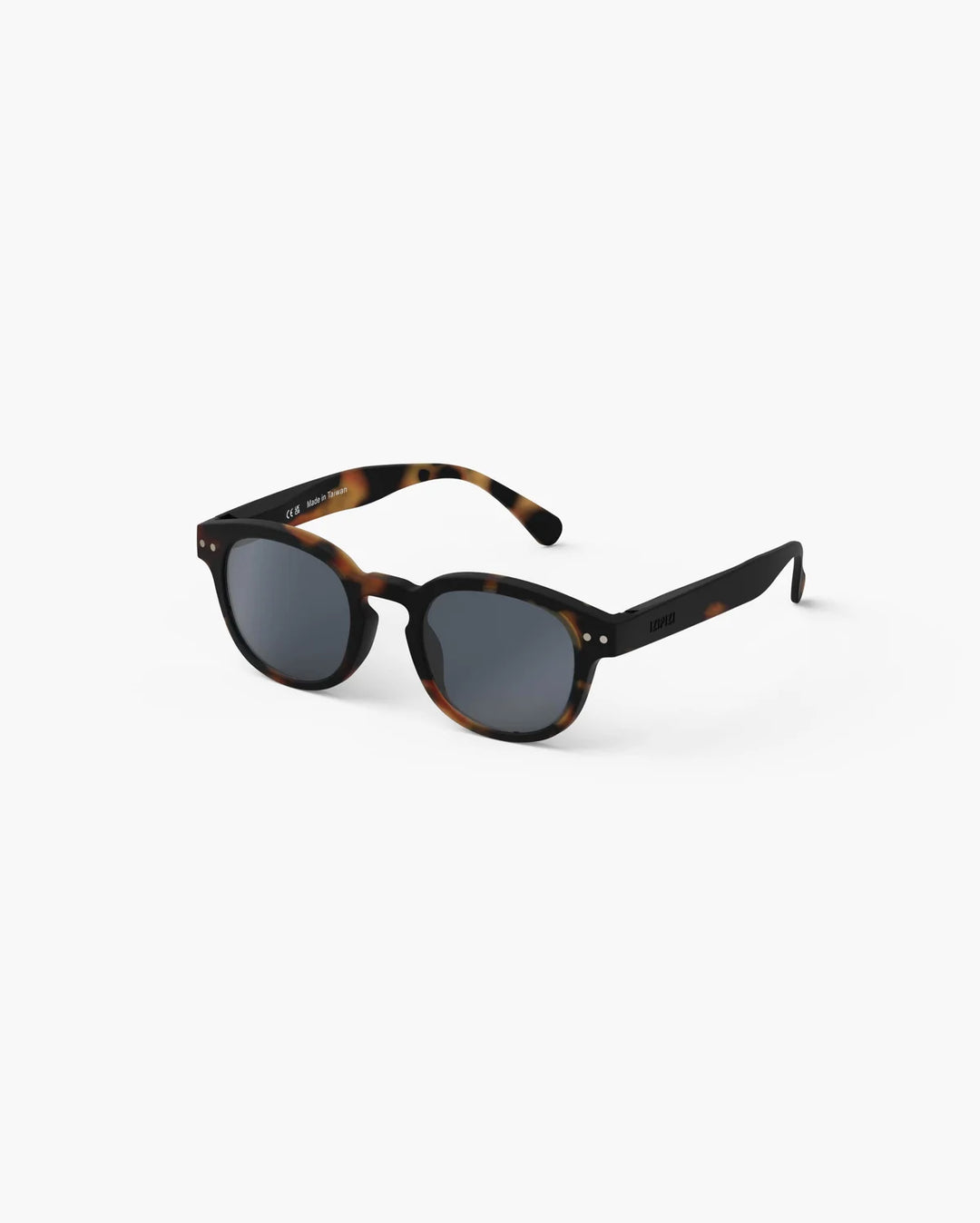 IZIPIZI CHILD #C Tortoise polarized kids sunglasses with amber-brown tortoiseshell frame, grey-green lenses and Soft Touch finish
