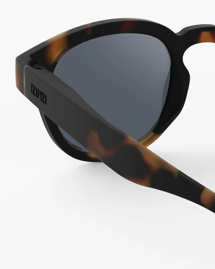 IZIPIZI CHILD #C Tortoise polarized kids sunglasses with amber-brown tortoiseshell frame, grey-green lenses and Soft Touch finish