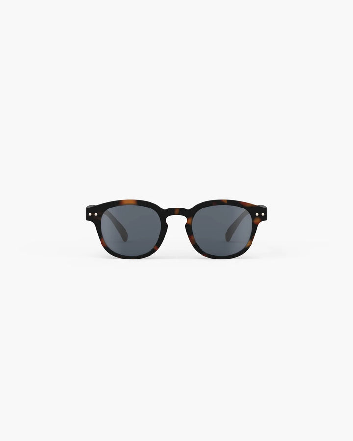 IZIPIZI CHILD #C Tortoise polarized kids sunglasses with amber-brown tortoiseshell frame, grey-green lenses and Soft Touch finish