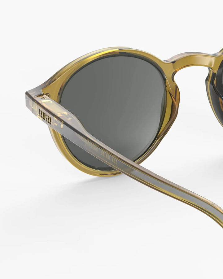 IZIPIZI CHILD #D Golden Green polarized kids sunglasses with glossy olive-green frame and brown polarized lenses