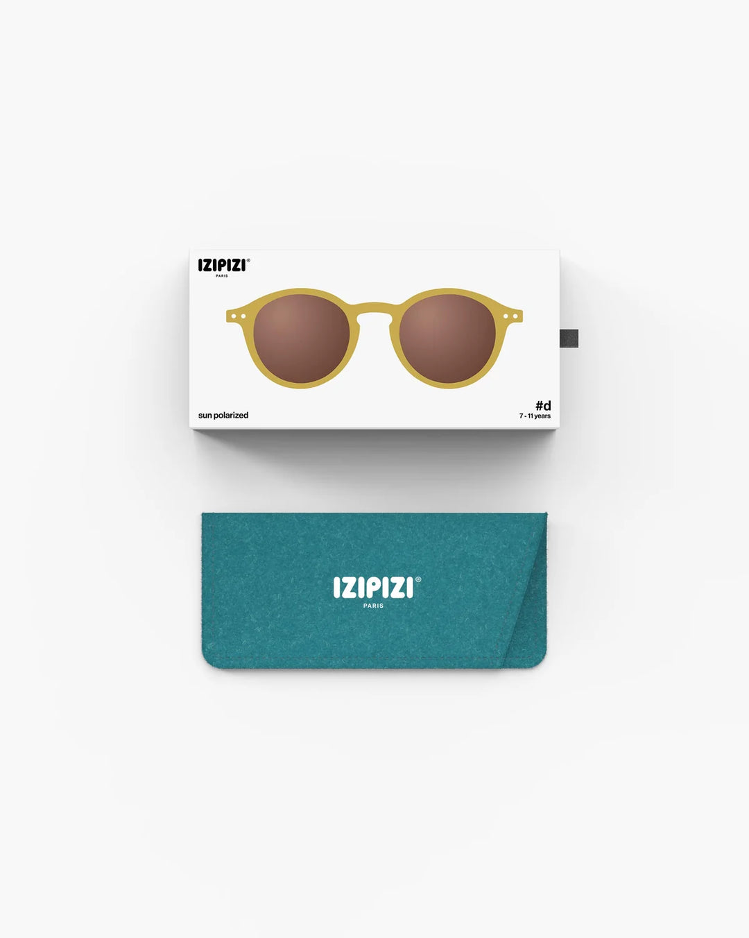 IZIPIZI CHILD #D Golden Green polarized kids sunglasses with glossy olive-green frame and brown polarized lenses