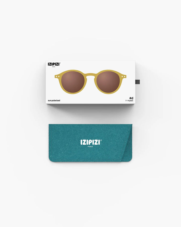 IZIPIZI CHILD #D Golden Green polarized kids sunglasses with glossy olive-green frame and brown polarized lenses