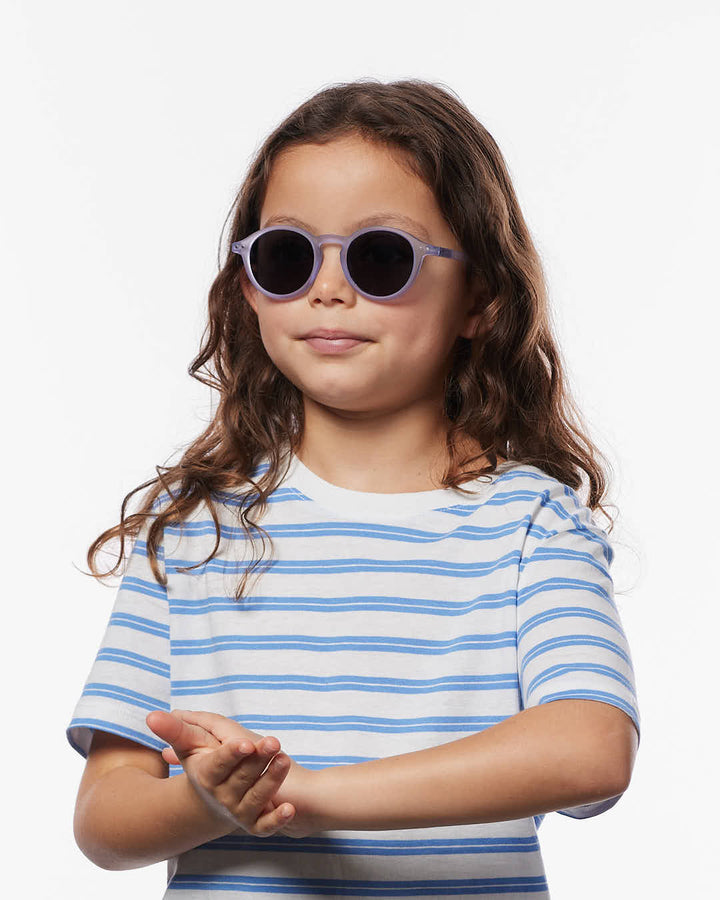 IZIPIZI CHILD #D Lavender polarized kids sunglasses with glossy purple pantos frame and grey-green polarized lenses