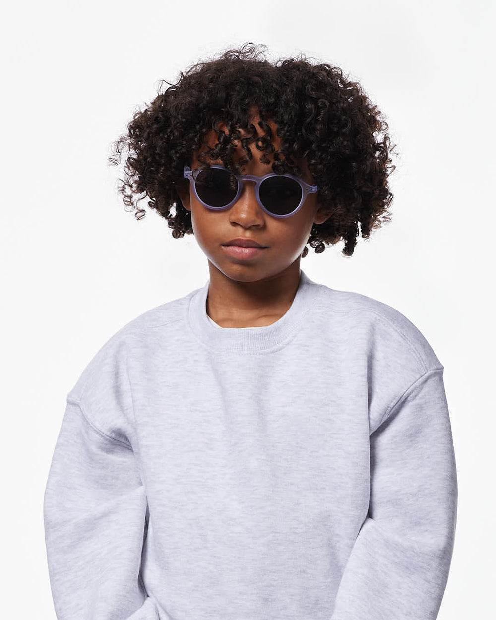 IZIPIZI CHILD #D Lavender polarized kids sunglasses with glossy purple pantos frame and grey-green polarized lenses