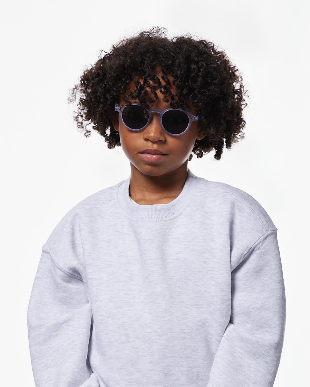 IZIPIZI CHILD #D Lavender polarized kids sunglasses with glossy purple pantos frame and grey-green polarized lenses