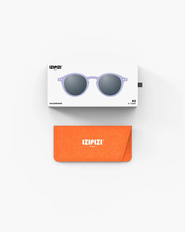 IZIPIZI CHILD #D Lavender polarized kids sunglasses with glossy purple pantos frame and grey-green polarized lenses