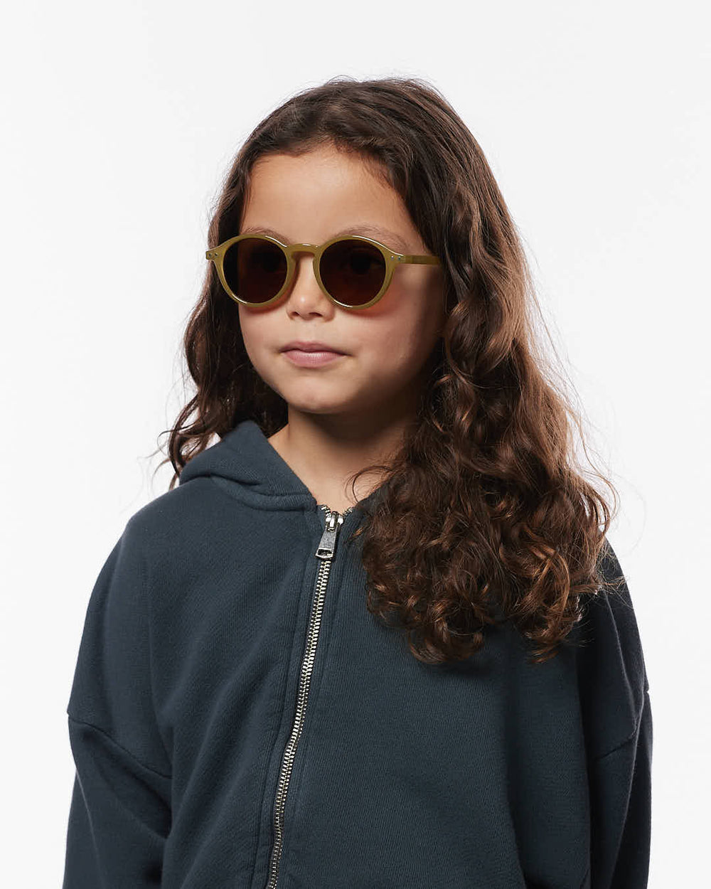 IZIPIZI CHILD #D Olive polarized kids sunglasses with glossy green pantos frame and brown polarized lenses