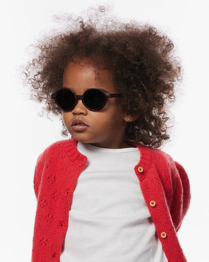 IZIPIZI BABY #D Tortoise polarized baby sunglasses with matte tortoiseshell frame, grey lenses and 100% UV protection