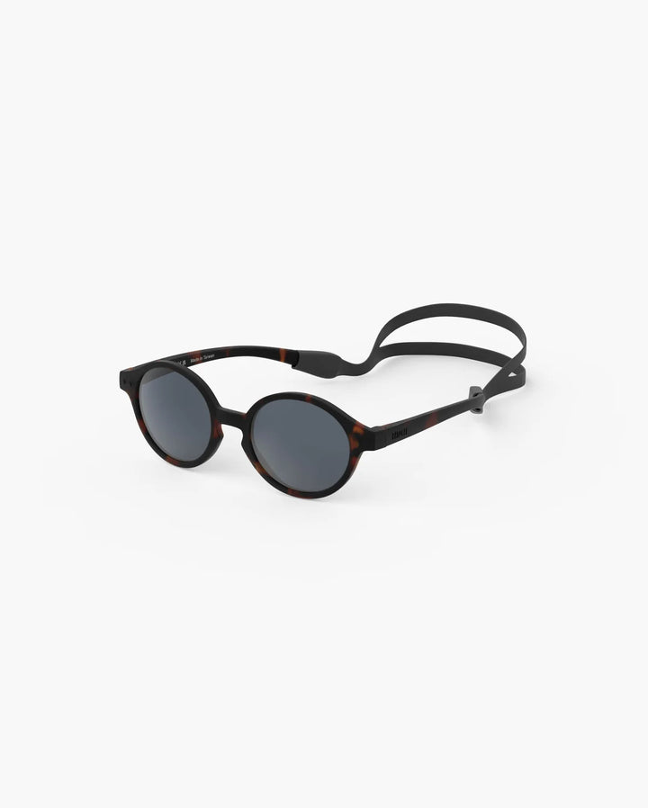 IZIPIZI BABY #D Tortoise polarized baby sunglasses with matte tortoiseshell frame, grey lenses and 100% UV protection