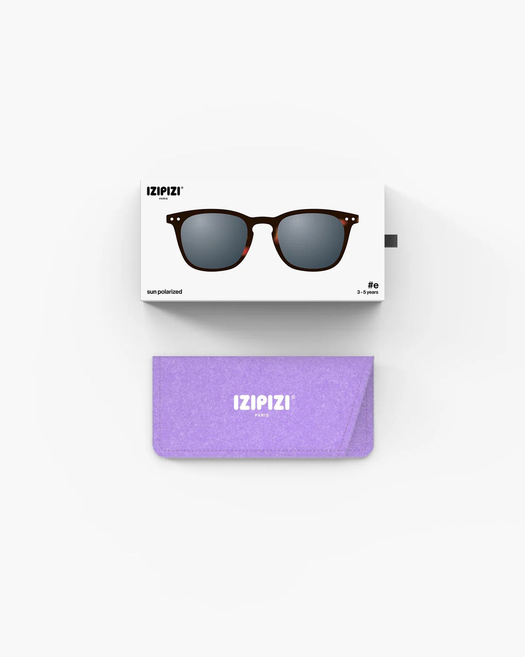 IZIPIZI CHILD #E Tortoise polarized kids sunglasses with Soft Touch rectangular frame and grey-green polarized lenses