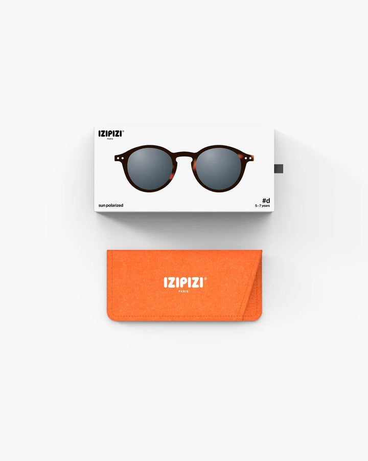 IZIPIZI CHILD #D Tortoise polarized kids sunglasses with amber-brown Soft Touch frame and grey-green polarized lenses