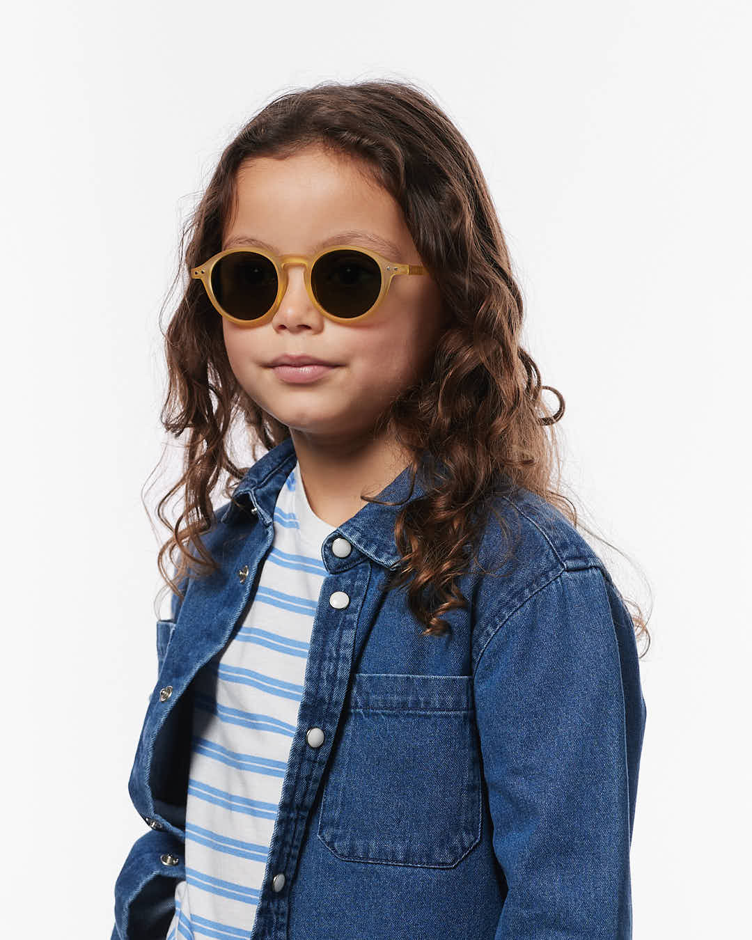 IZIPIZI CHILD #D Yellow Honey polarized kids sunglasses with Soft Touch honey-yellow frame and green polarized lenses