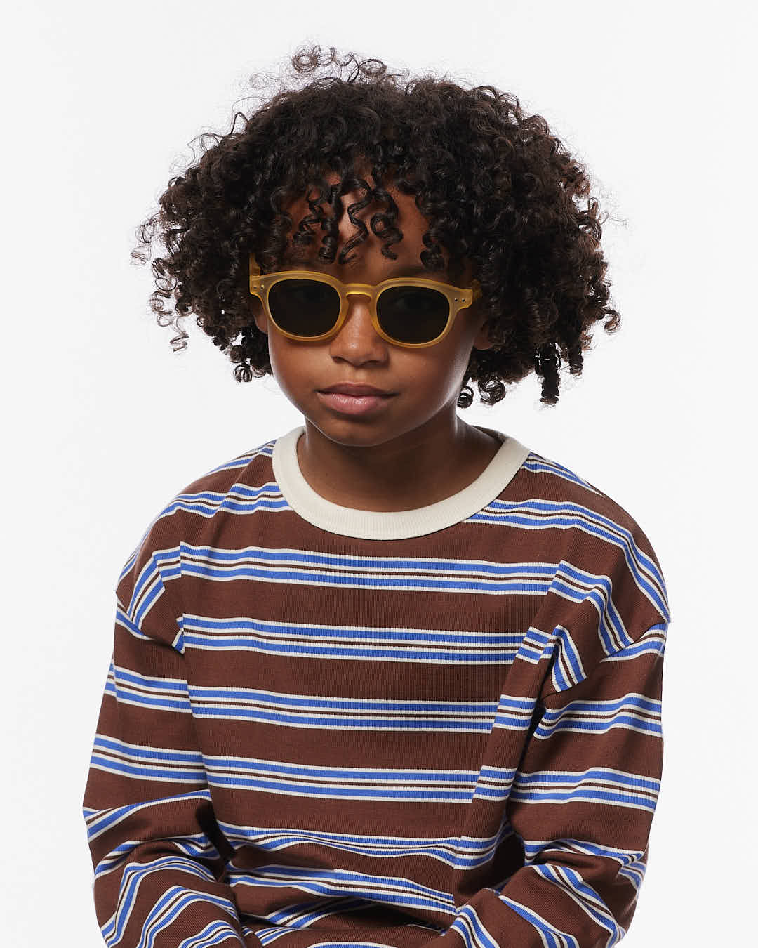 IZIPIZI CHILD #C Yellow Honey polarized kids sunglasses with honey-yellow Soft Touch frame and green polarized lenses