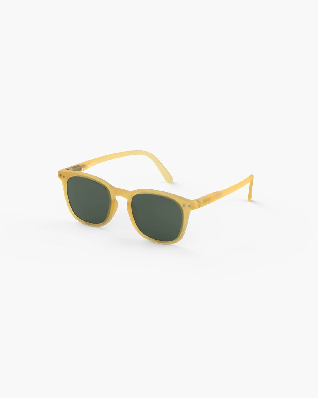 IZIPIZI CHILD #E Yellow Honey polarized kids sunglasses with translucent yellow frame and green polarized lenses