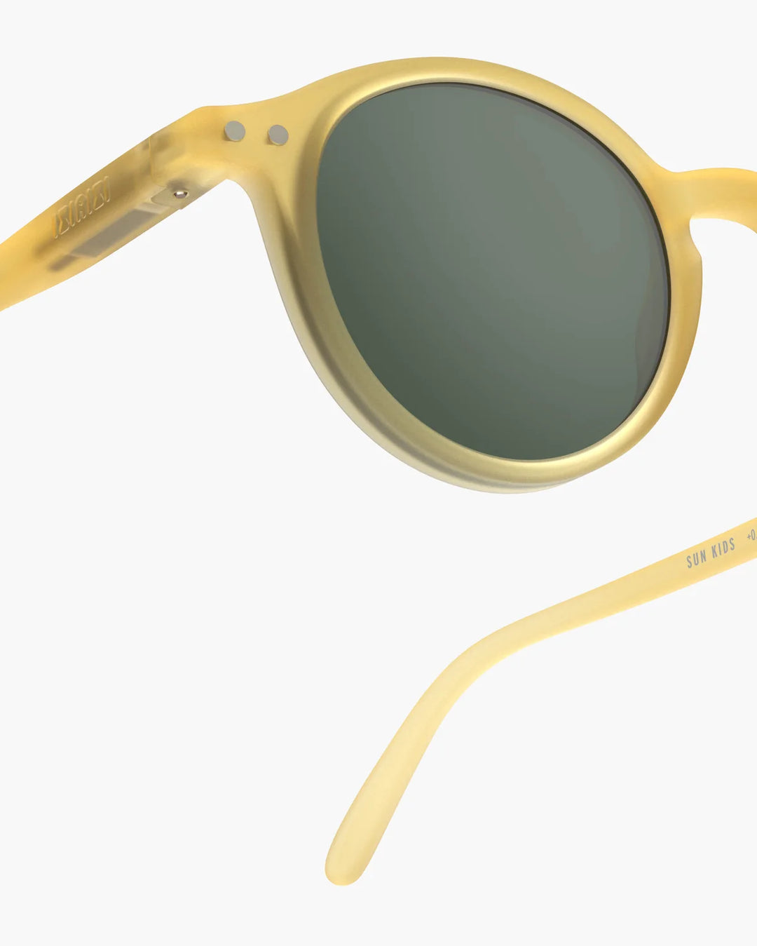 IZIPIZI CHILD #D Yellow Honey polarized kids sunglasses with Soft Touch honey-yellow frame and green polarized lenses