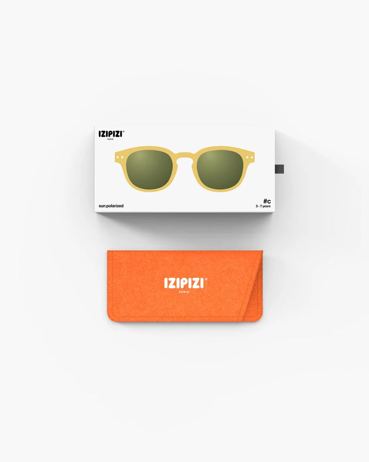 IZIPIZI CHILD #C Yellow Honey polarized kids sunglasses with honey-yellow Soft Touch frame and green polarized lenses