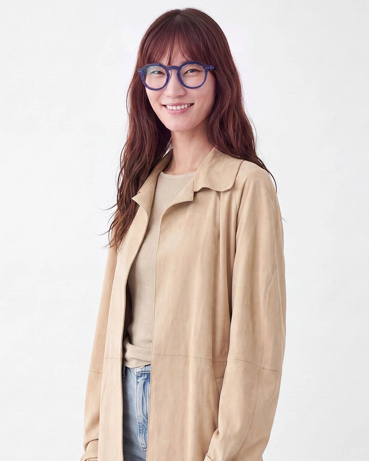 IZIPIZI READING ECHO Blue Line reading glasses with vibrant translucent blue angular panto frame and glossy finish