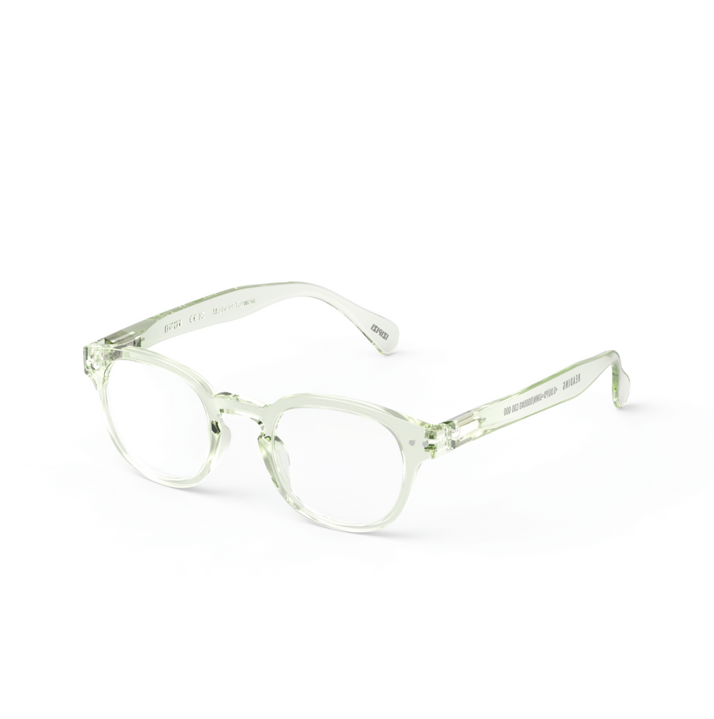 Izipizi reading glasses shape C in Green Fields with transparent green retro frame