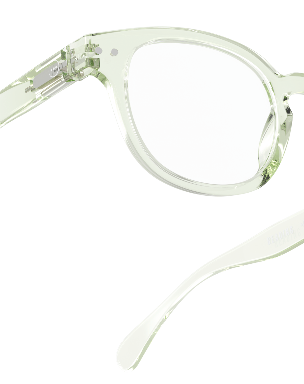 Izipizi reading glasses shape C in Green Fields with transparent green retro frame