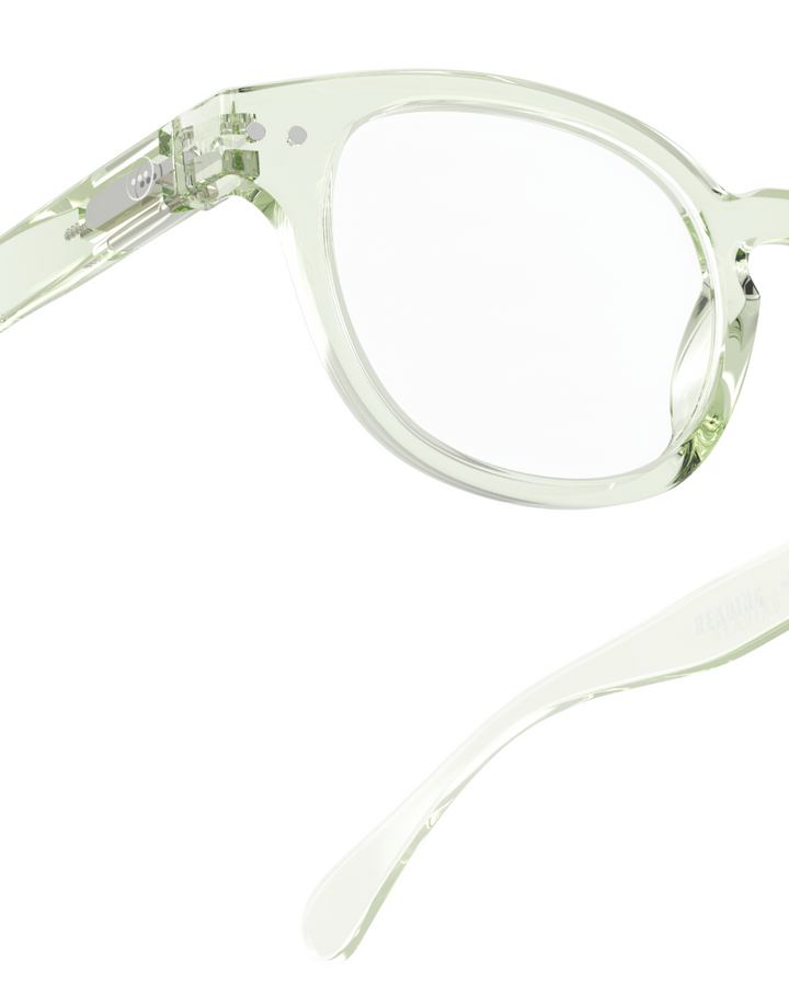 Izipizi reading glasses shape C in Green Fields with transparent green retro frame