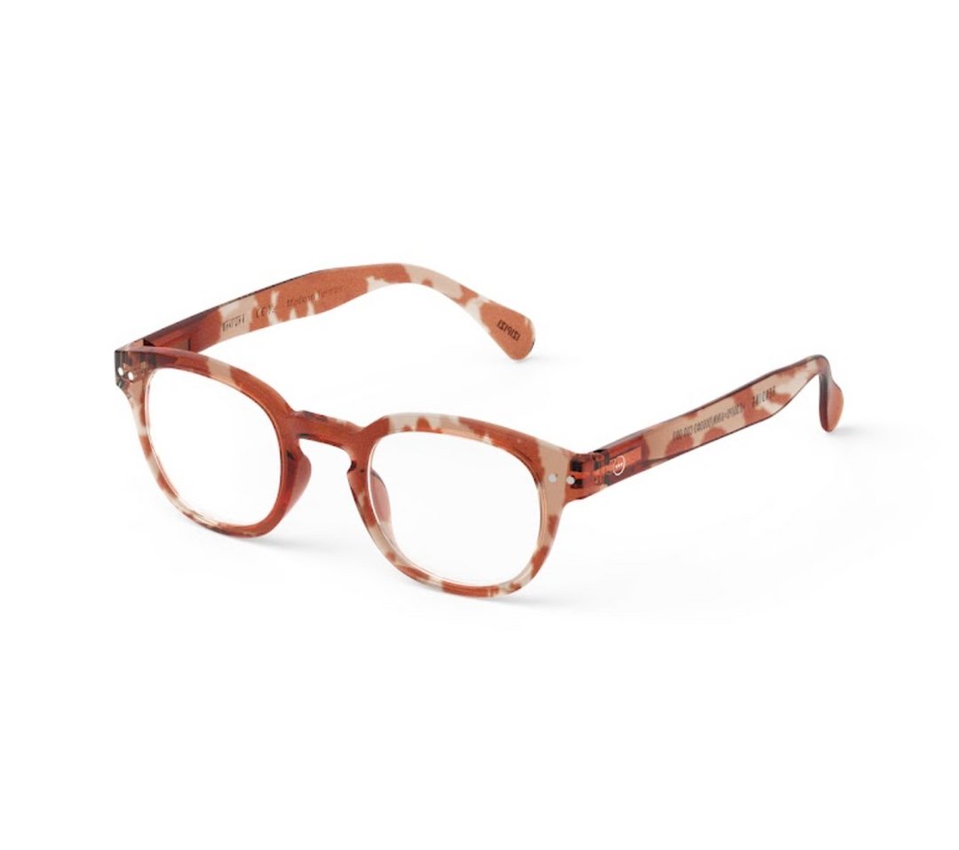 Retro reading glasses #C in Wild Hooves with rounded patterned frame