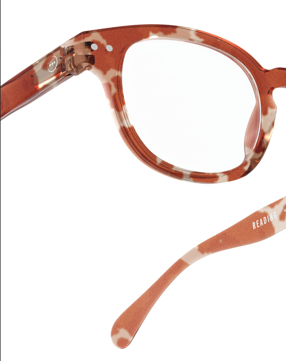 Retro reading glasses #C in Wild Hooves with rounded patterned frame