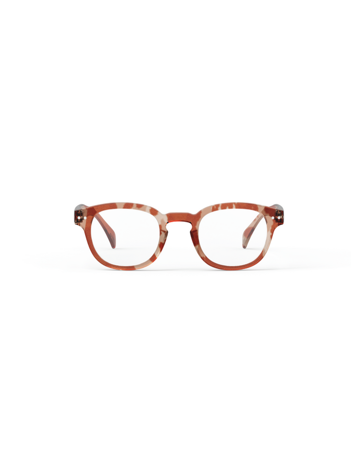 Retro reading glasses #C in Wild Hooves with rounded patterned frame