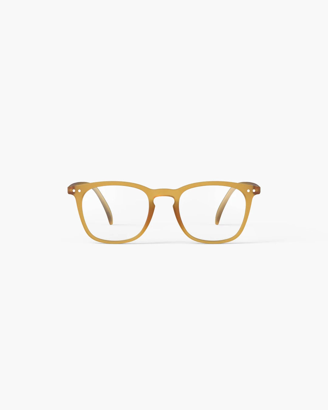 IZIPIZI READING #E Cinnamon reading glasses with warm translucent brown rectangular frame and Soft Touch finish