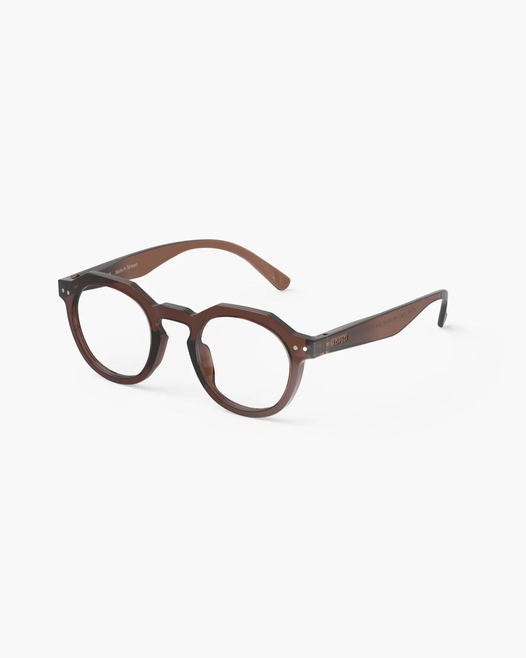 IZIPIZI READING ECHO Dark Expresso reading glasses with glossy deep brown angular panto frame