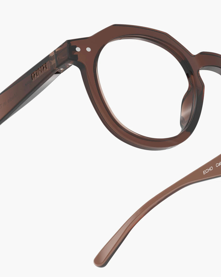 IZIPIZI READING ECHO Dark Expresso reading glasses with glossy deep brown angular panto frame