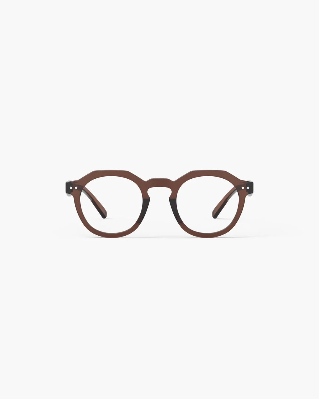 IZIPIZI READING ECHO Dark Expresso reading glasses with glossy deep brown angular panto frame