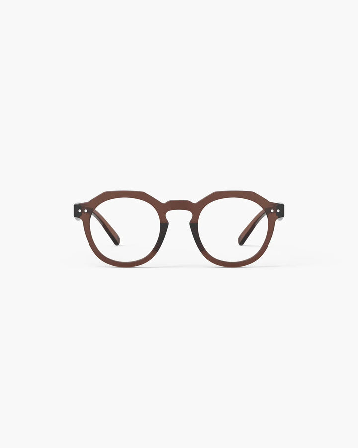 IZIPIZI READING ECHO Dark Expresso reading glasses with glossy deep brown angular panto frame