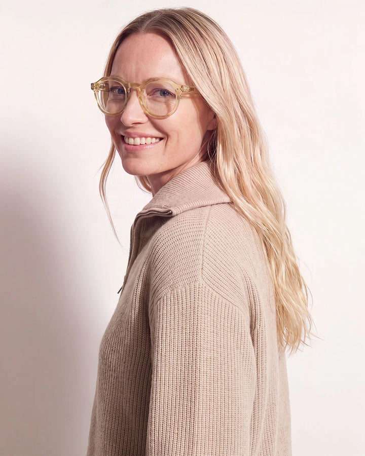 IZIPIZI READING ECHO Morning Ray reading glasses with translucent yellow angular panto frame and glossy finish