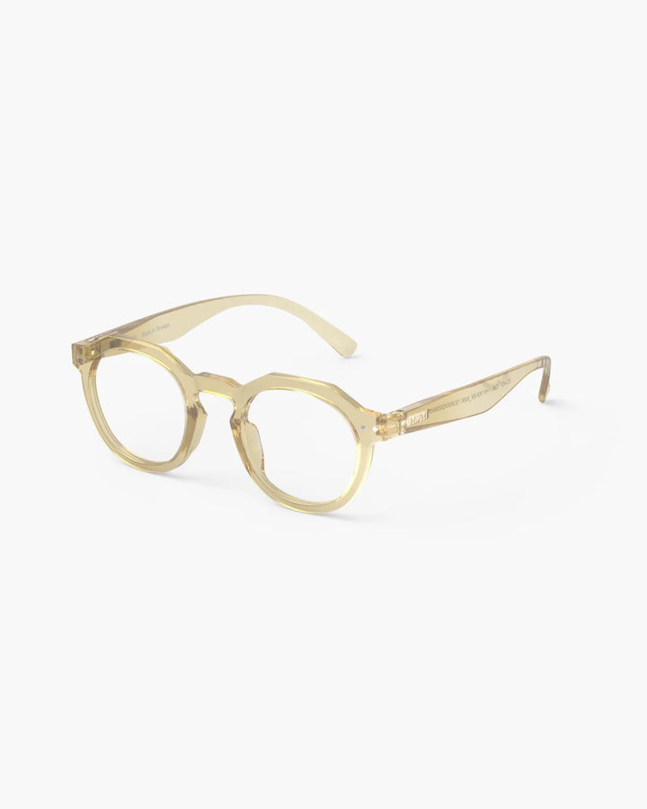 IZIPIZI READING ECHO Morning Ray reading glasses with translucent yellow angular panto frame and glossy finish