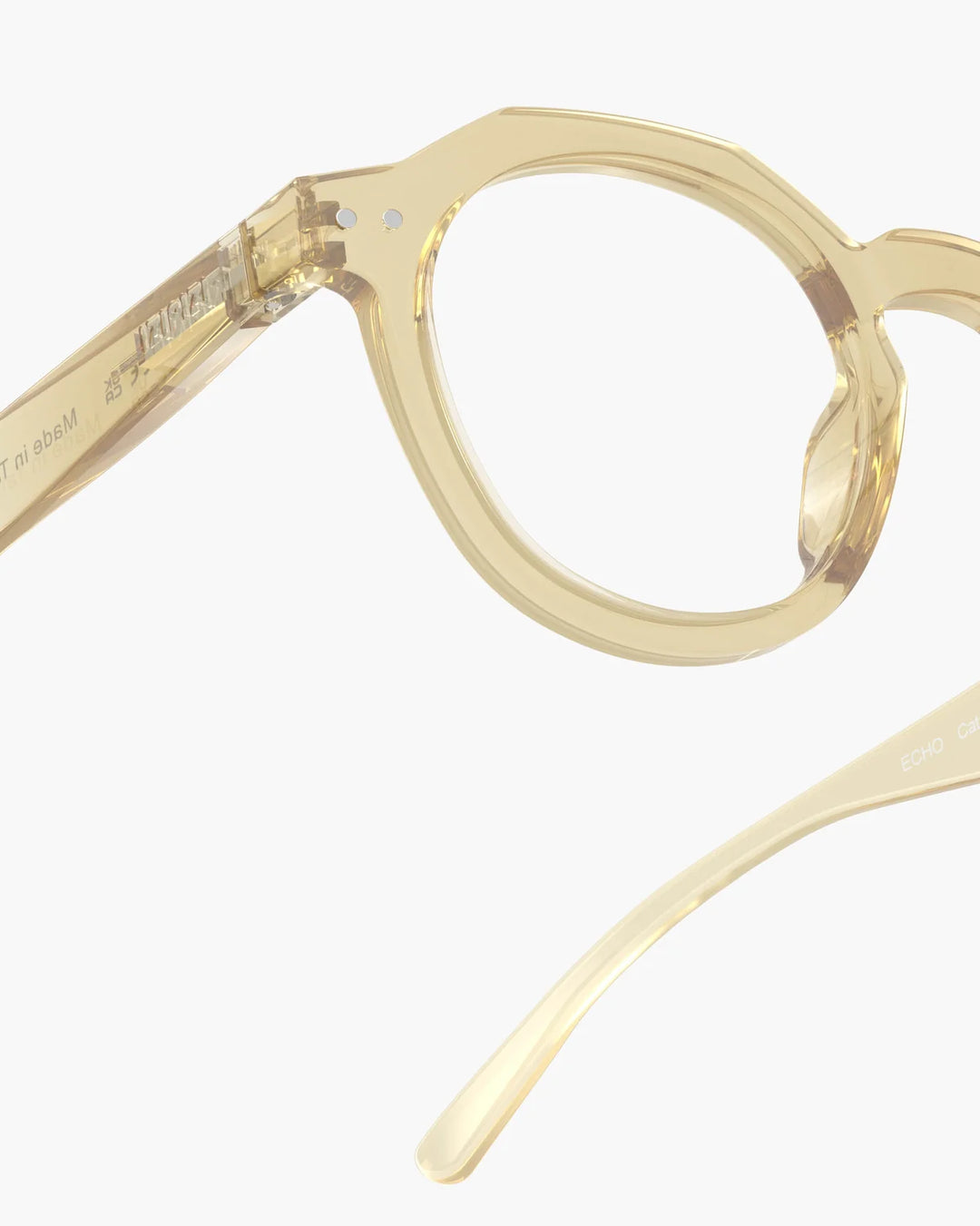 IZIPIZI READING ECHO Morning Ray reading glasses with translucent yellow angular panto frame and glossy finish