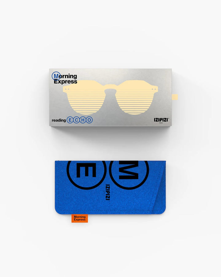 IZIPIZI READING ECHO Morning Ray reading glasses with translucent yellow angular panto frame and glossy finish
