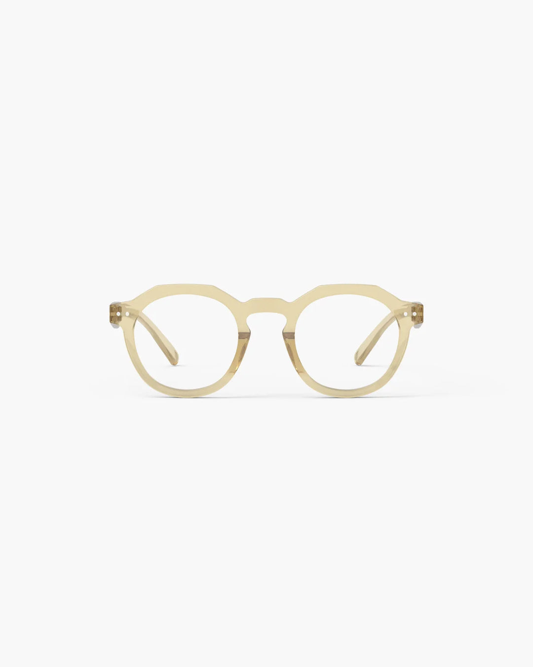 IZIPIZI READING ECHO Morning Ray reading glasses with translucent yellow angular panto frame and glossy finish