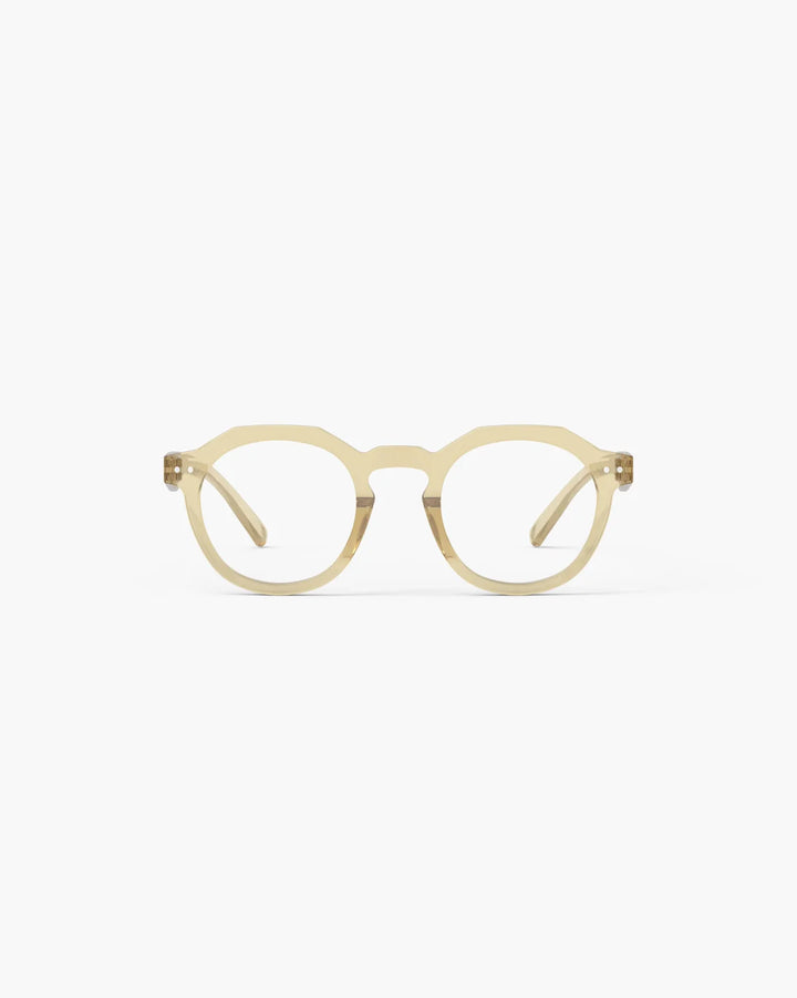 IZIPIZI READING ECHO Morning Ray reading glasses with translucent yellow angular panto frame and glossy finish