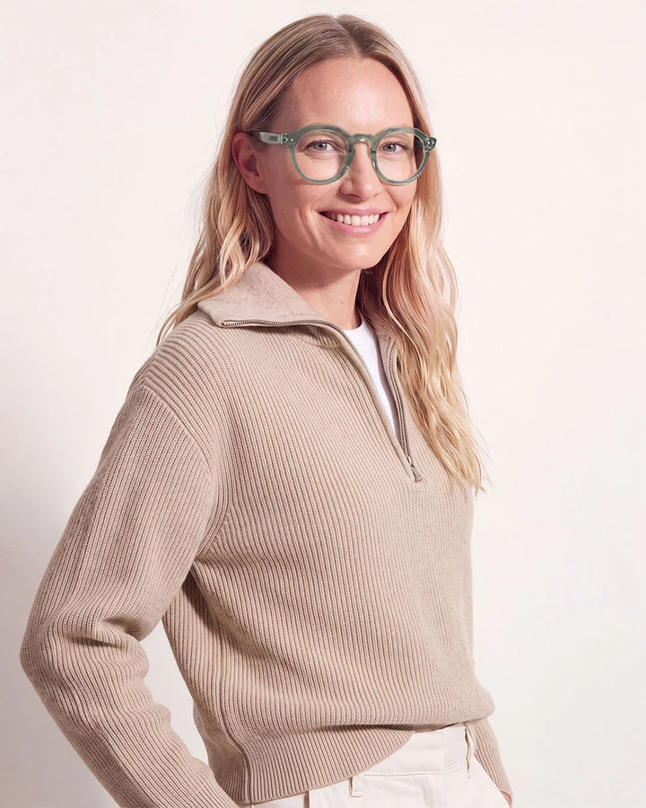 IZIPIZI READING ECHO Station Seat reading glasses with glossy translucent pale green angular panto frame