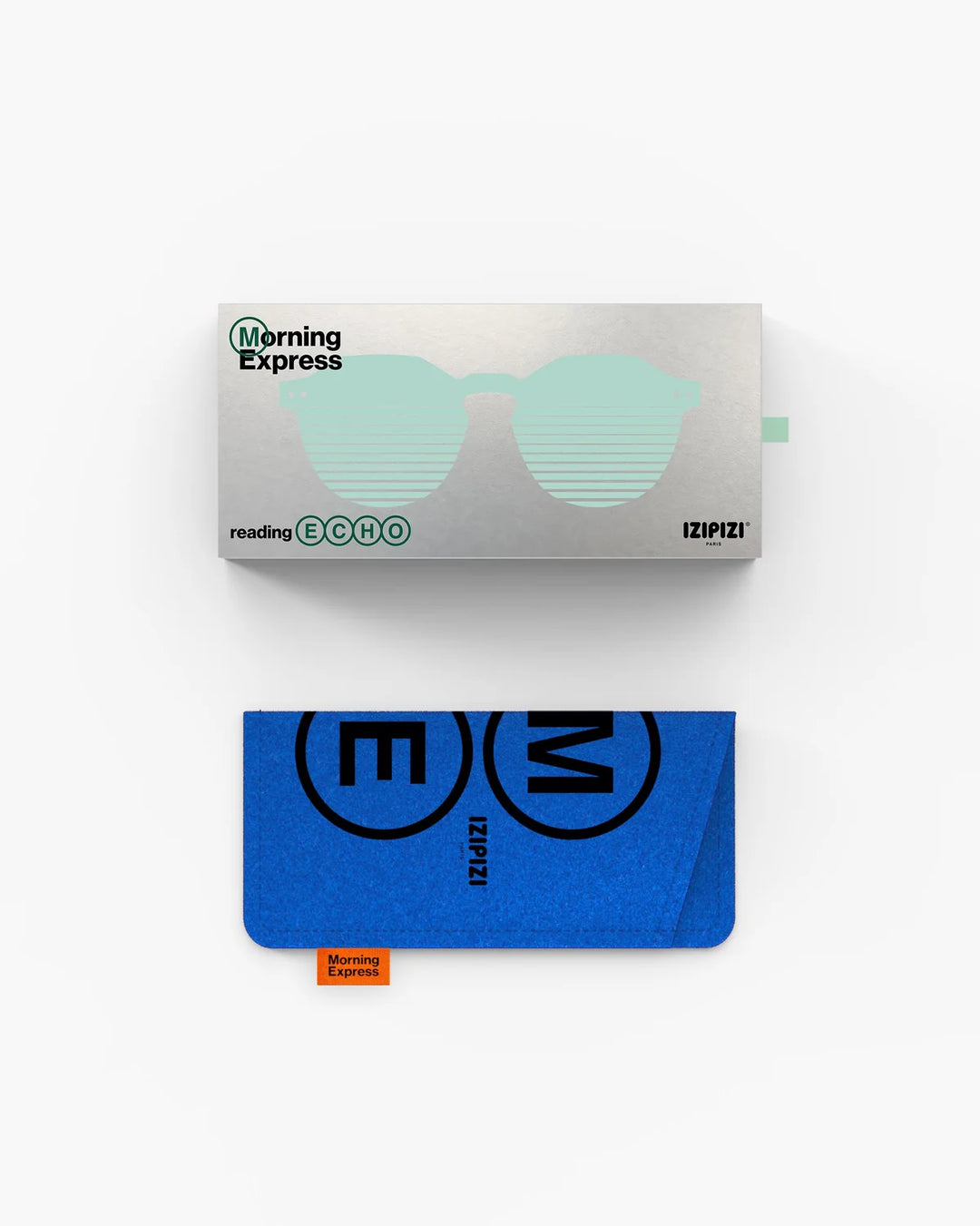 IZIPIZI READING ECHO Station Seat reading glasses with glossy translucent pale green angular panto frame