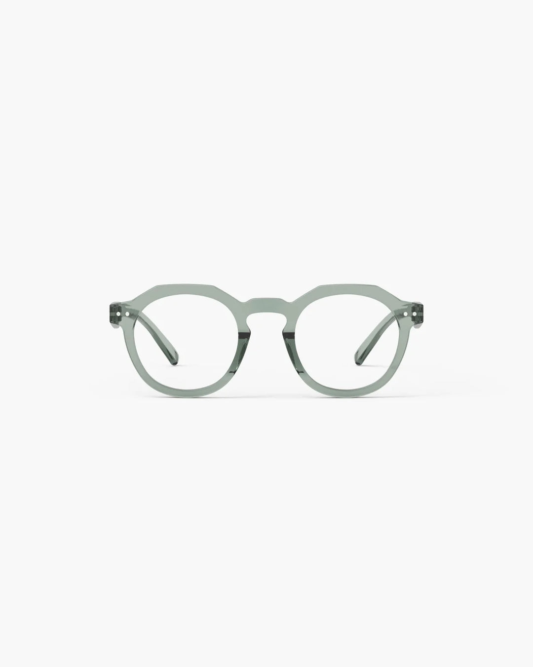 IZIPIZI READING ECHO Station Seat reading glasses with glossy translucent pale green angular panto frame