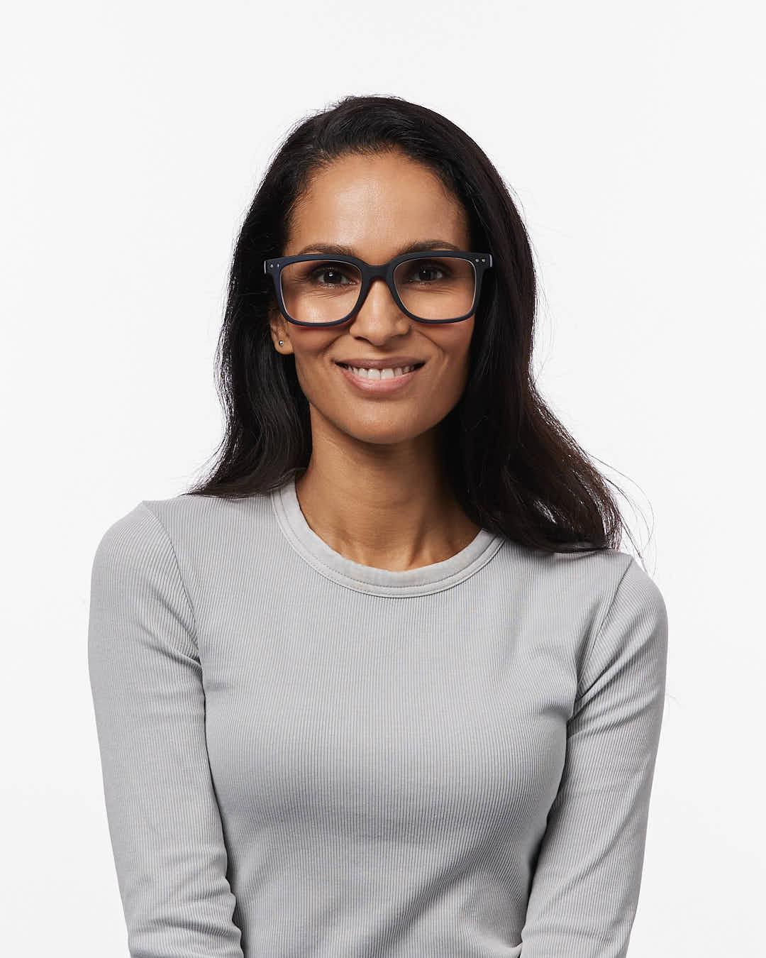 IZIPIZI READING #L Midnight Blue reading glasses with translucent navy rectangular frame and Soft Touch finish