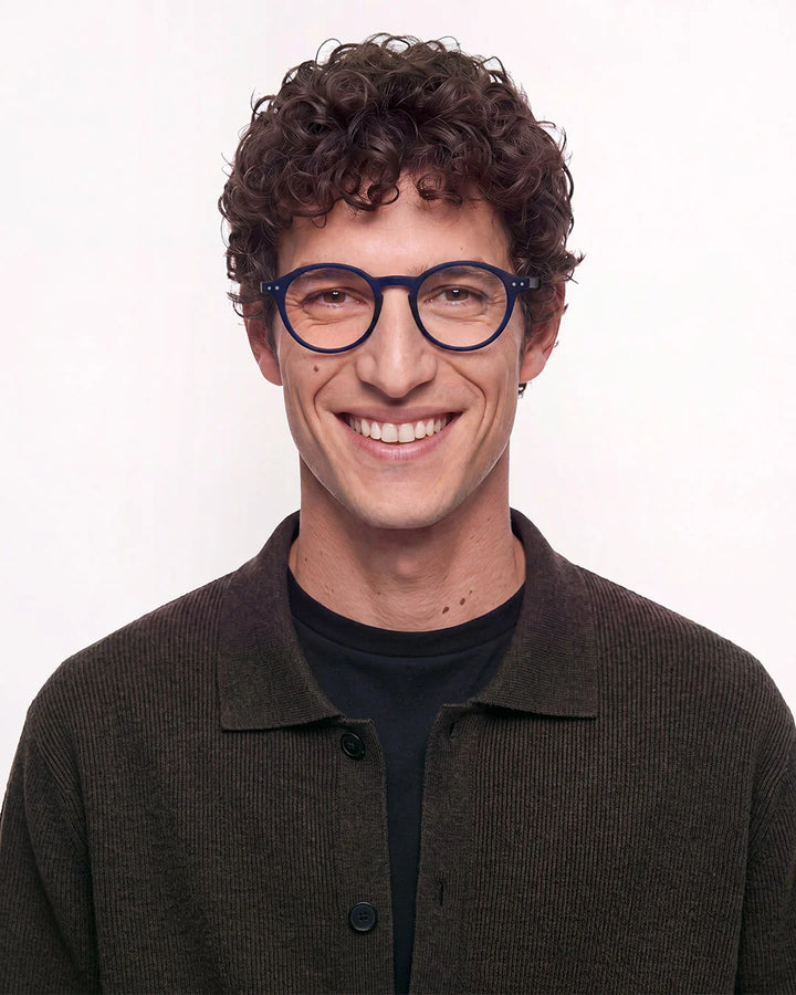 IZIPIZI READING #D Midnight Blue reading glasses with deep navy pantos frame and Soft Touch finish