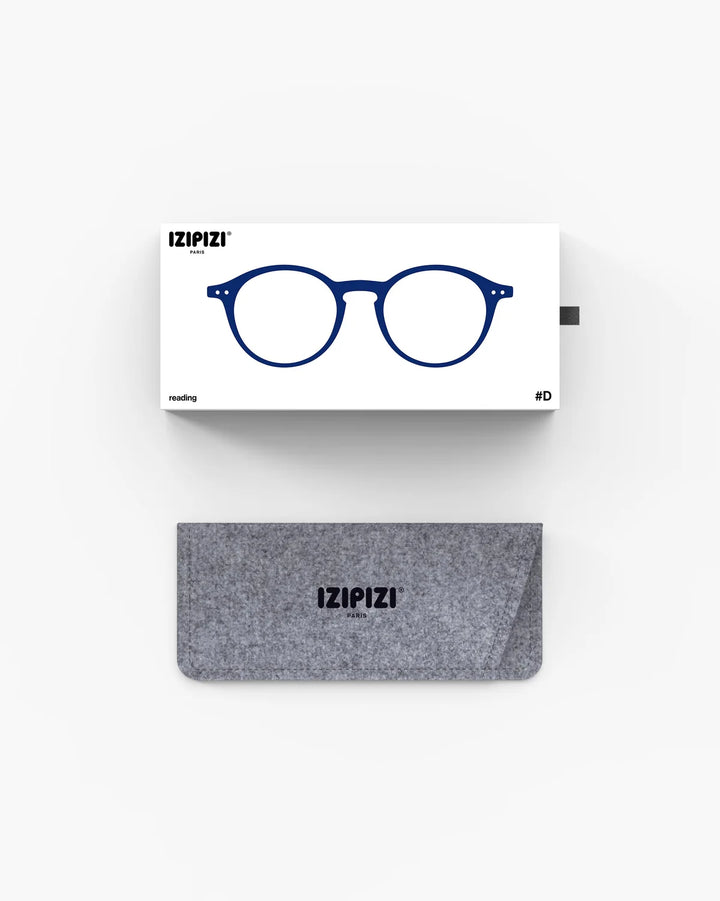 IZIPIZI READING #D Midnight Blue reading glasses with deep navy pantos frame and Soft Touch finish