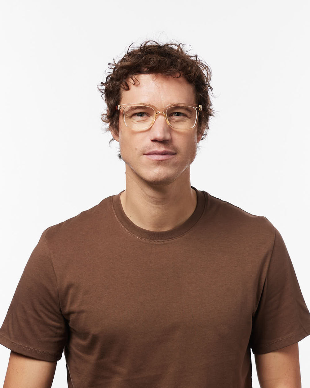 IZIPIZI READING #E Sandstorm reading glasses with glossy champagne nude rectangular frame and warm tortoiseshell temples