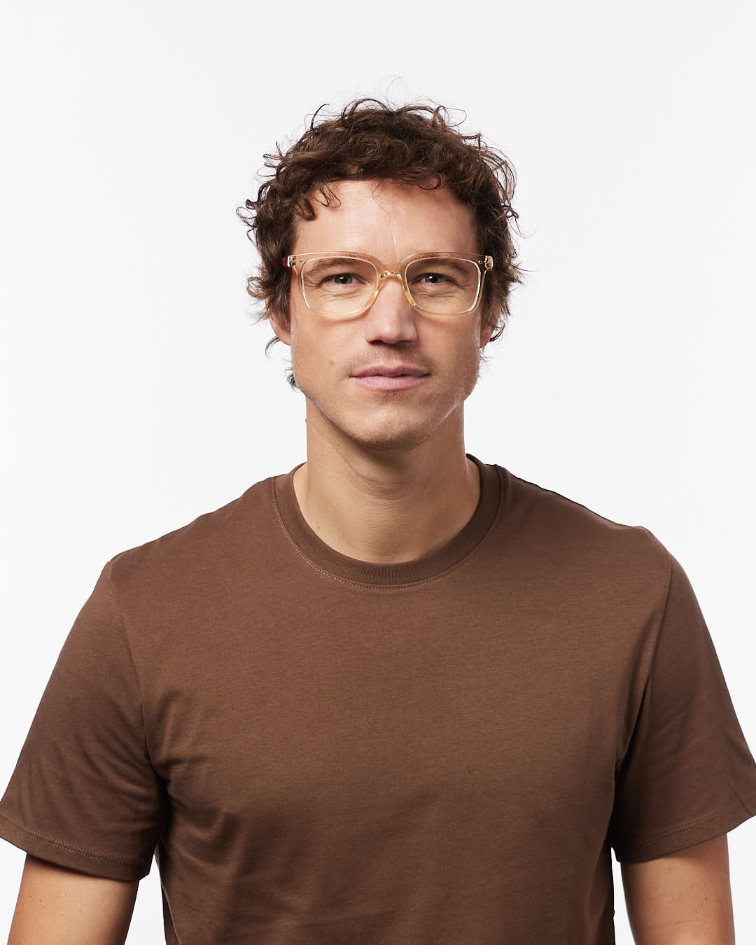 IZIPIZI READING #E Sandstorm reading glasses with glossy champagne nude rectangular frame and warm tortoiseshell temples