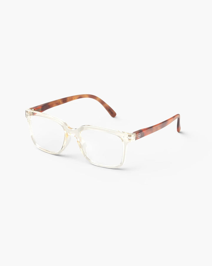 IZIPIZI READING #L Sandstorm reading glasses with glossy champagne nude rectangular frame and warm tortoiseshell temples