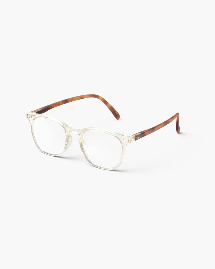 IZIPIZI READING #E Sandstorm reading glasses with glossy champagne nude rectangular frame and warm tortoiseshell temples