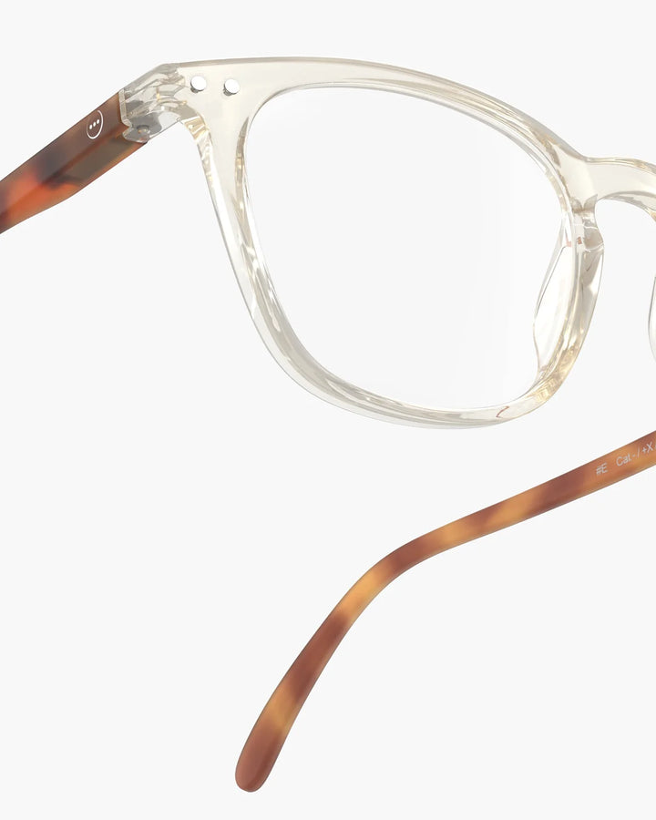 IZIPIZI READING #E Sandstorm reading glasses with glossy champagne nude rectangular frame and warm tortoiseshell temples