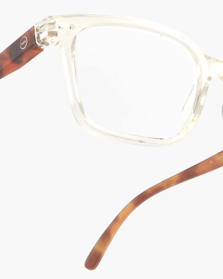 IZIPIZI READING #L Sandstorm reading glasses with glossy champagne nude rectangular frame and warm tortoiseshell temples